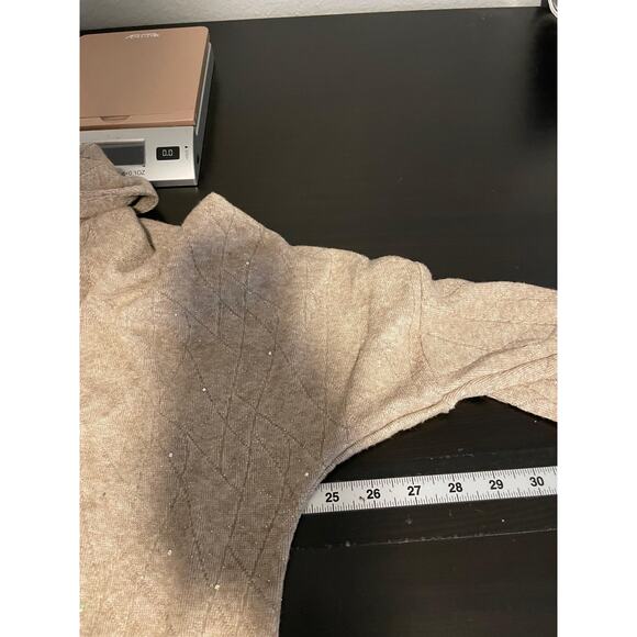 Ali Miles Sweater Womens XL Beige Glitter Knit Cowl Neck Button Back Tunic Top - Picture 6 of 8